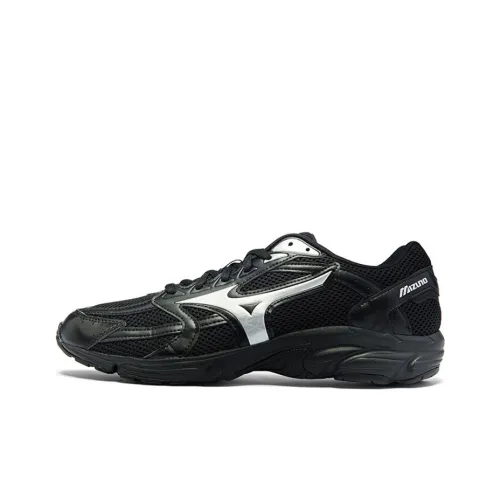 Mizuno Shock Absorbers Slip-Resistant Abrasion-Resistant Breathable Low-Top Casual Running Shoes Unisex Black Silver Мицубо Шок Абсорберы Противоскользящие Устойчивые к Износу Дышащие Низкие Кеды Повседневные Беговые Кроссовки Унисекс Черный Серебристый
