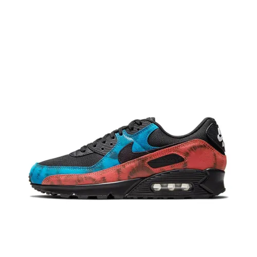 Nike Air Max 90 Low Топ Беговые кроссовки Мужские Черный Синий Красный