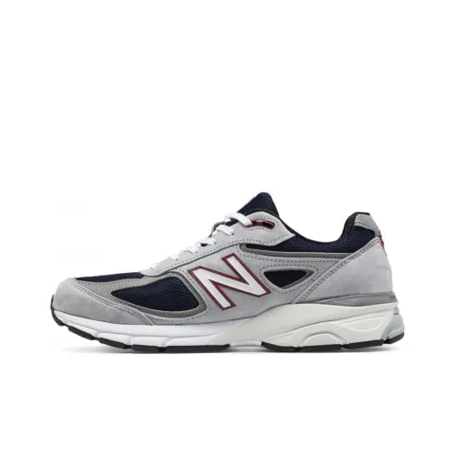New Balance NB 990 V4 Устойчивый к истиранию Низкий Топ Марафон Беговые кроссовки Мужской Серый Синий