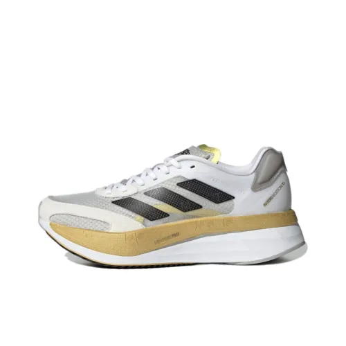 Adidas Adizero Boston 10 Slip-Resistant Низкие Беговые Кроссовки Женские Белые Черный Золото