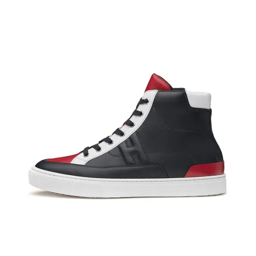 HERMES District High Топ Стильные Скейтбординги Мужской Черный Красный Белый