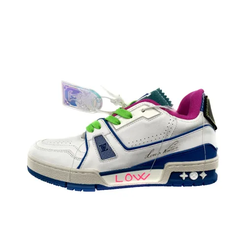 LOUIS VUITTON Тренер Upcycling Коллекция Стильные Скейтбординги Мужской Белый Синий New York Limited Edition