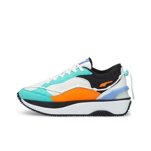 PUMA Cruise Rider Trainer Кружево Низкий Топ Беговые кроссовки Женские Белый Синий Желтый