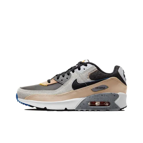 Nike Air Max 90 Low Топ Повседневные Беговые Кроссовки Мужские Серый Черный Коричневый Пэчворк