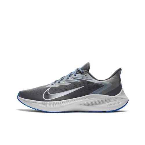 Nike Zoom Winflo 7 Амортизаторы Slip-resistant Abrasion-resistant Низкий топ Повседневная Беговая обувь Мужская Серый Синий