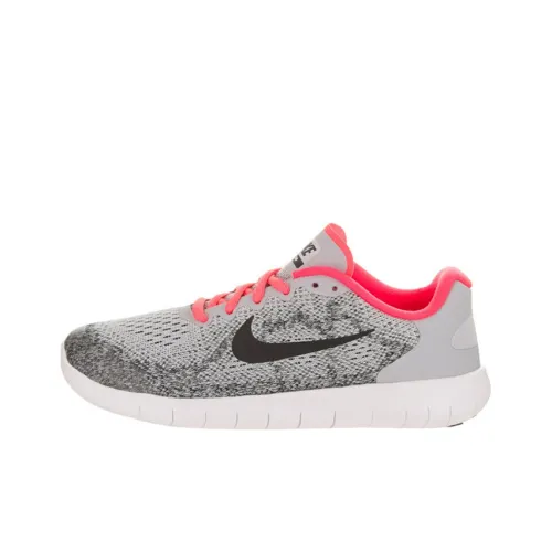 Nike Free RN Амортизаторы Slip-resistant Abrasion-resistant Легкий Низкий Топ Беговые кроссовки GS Серый Розовый