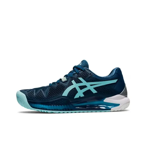 Asics Гель Resolution 8 Устойчивые к истиранию Низкие Кроссовки для тенниса Женские Океан Синий