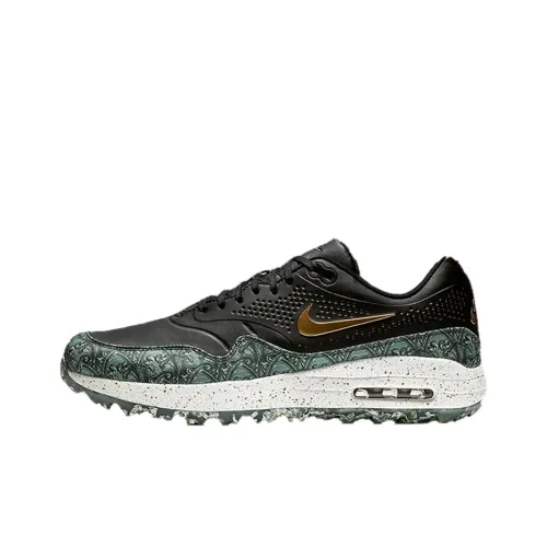 Nike Air Max 1 Low Топ Марафон Беговые кроссовки Мужской Черный Зеленый
