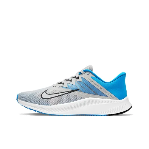 Nike Quest 3 Slip-resistant Abrasion-resistant Shock Absorbers Low Top Беговые кроссовки Мужские Синий Серый Белый