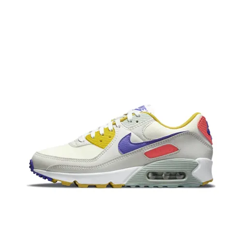 Nike Air Max 90 Low Топ Беговые кроссовки Женские Желтый фиолетовый розовый Цвет