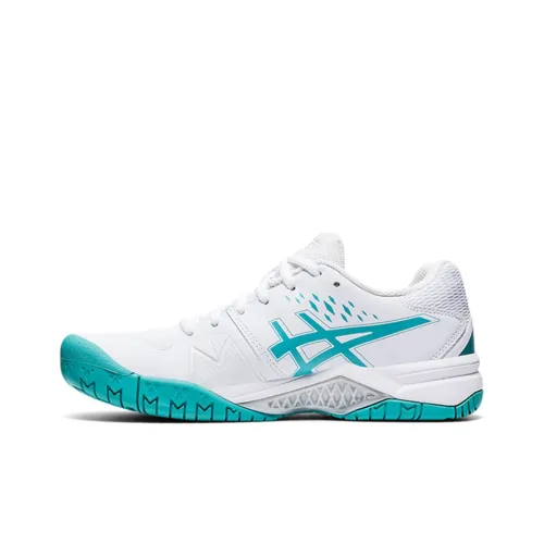 Asics Gel Challenger 12 Амортизация Устойчивость к истиранию Поддержка Легкий Низкий Топ Теннисные Кроссовки Женские Белые Зеленые