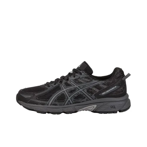 ASICS Gel Venture 6 Амортизация Износостойкий Низкий Топ Беговые Кроссовки Мужские Черные 4E Ширина