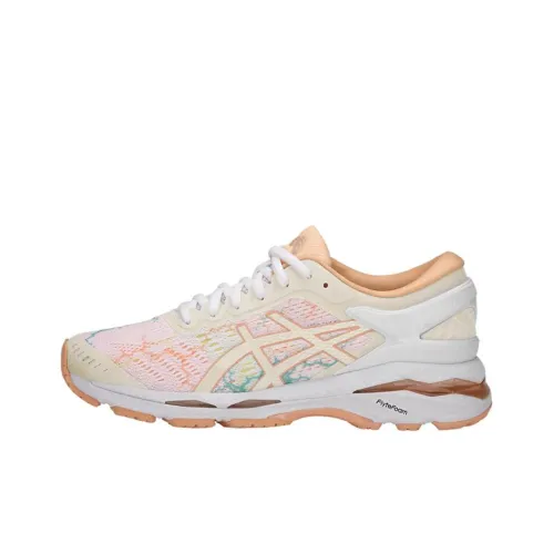 Asics Gel Kayano 24 Устойчивый к истиранию Дышащие Низкие Кроссовки для Бега Женские Светло-желтый Розовый