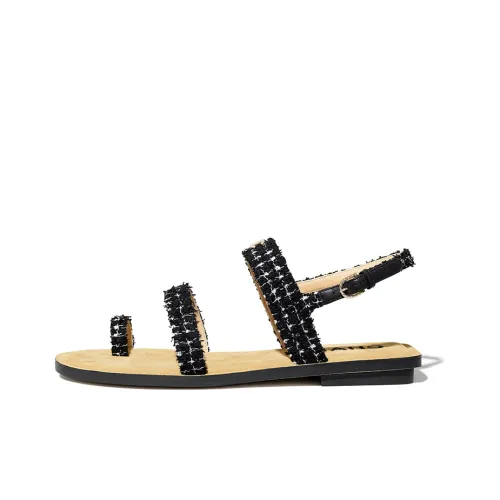 CHANEL One Ремешок Сандалии Женские Черный Белый