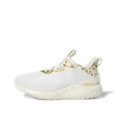 Adidas Alphabounce 1 Slip-Resistant Abrasion-Resistant Low-Top Marathon Running Shoes Unisex White Gold Adidas Alphabounce 1 Противоскользящий устойчивый к истиранию низкий топ кроссовки для бега на марафон унисекс белый золото