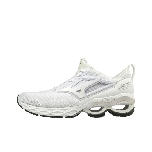 Mizuno Creation Waveknit Устойчивый к истиранию Дышащие Низкие Беговые кроссовки Унисекс Белые