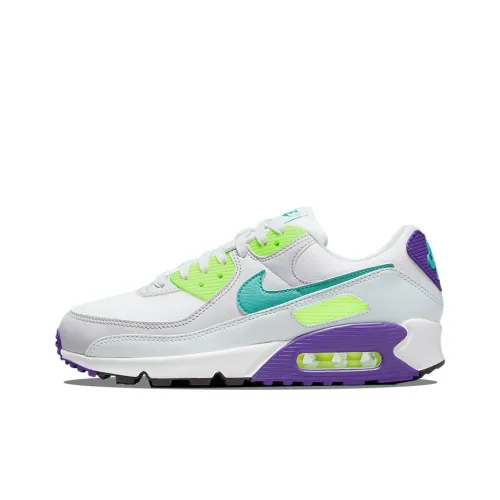 Nike Air Max 90 Low Топ Air Cushion Беговые кроссовки Мужские Белый Зеленый Фиолетовый