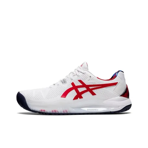 Asics Gel Resolution 8 Low Top Повседневные Беговые Кроссовки Мужские Белые Красные