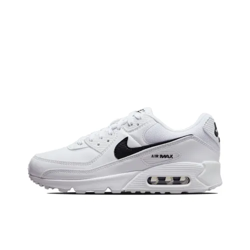 Nike Air Max 90 Устойчивый к истиранию Низкий Топ Повседневные Беговые кроссовки Женские Белый Черный
