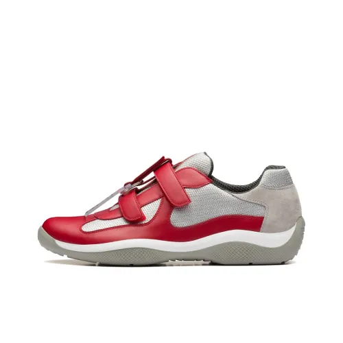 PRADA America's Cup Низкий Топ Спортивная Повседневная Обувь Мужская Красная Серый