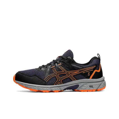 Asics Gel Venture 8 Low Top Trail Беговые кроссовки Мужские Черные и Оранжевые