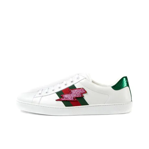 GUCCI Ace Low Топ Стильные Скейтбординги Мужской Белый Зеленый Красный