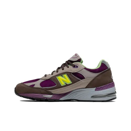 New Balance NB 991 Low Топ Повседневные Беговые Кроссовки Женские Коричнево-фиолетовые Сделано в Великобритании