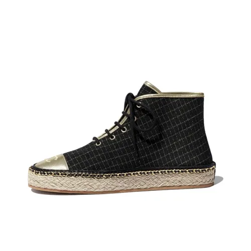 CHANEL Espadrilles Женские Черный Золото