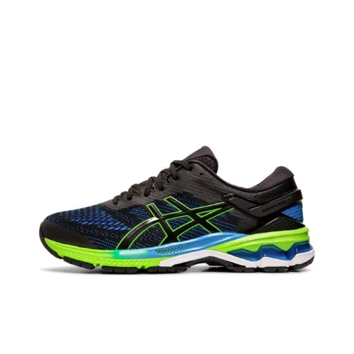 Asics Gel Kayano 26 Low Топ Беговые кроссовки Мужские Черные Зеленые 4E Ширина