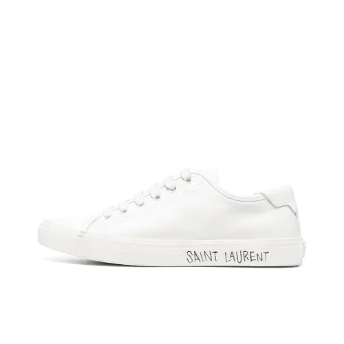 SAINT LAURENT Malibu Кожа Низкий Топ Стильные Скейтбординги Женские Белые Потертый