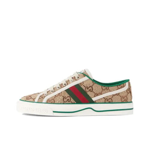GUCCI Tennis 1977 Низкий Топ Стильный Скейтбординг Женские Коричневый Зеленый