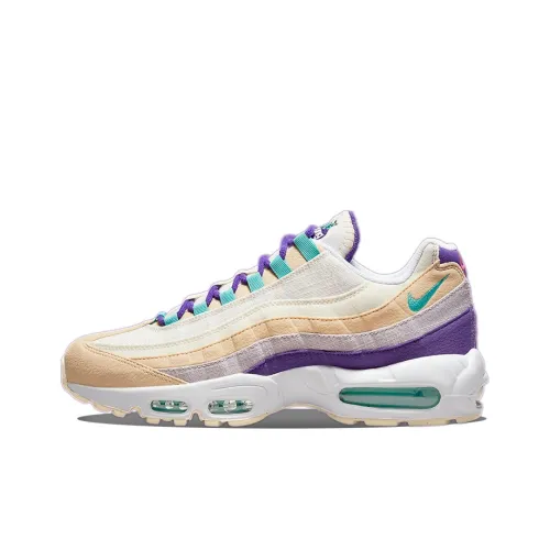 Nike Air Max 95 Low Топ Air Cushion Беговые кроссовки Мужские Желто-фиолетовые