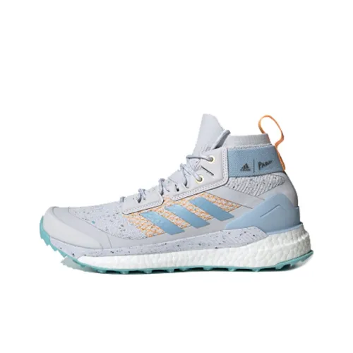 adidas Terrex FREE HIKER Parley Shock Absorbers Slip-Resistant High Top Hiking Shoes Women's Gray Blue adidas Terrex FREE HIKER Parley Shock Absorbers Slip-Resistant Высокие Топы Походная Обувь Женская Серый Синий