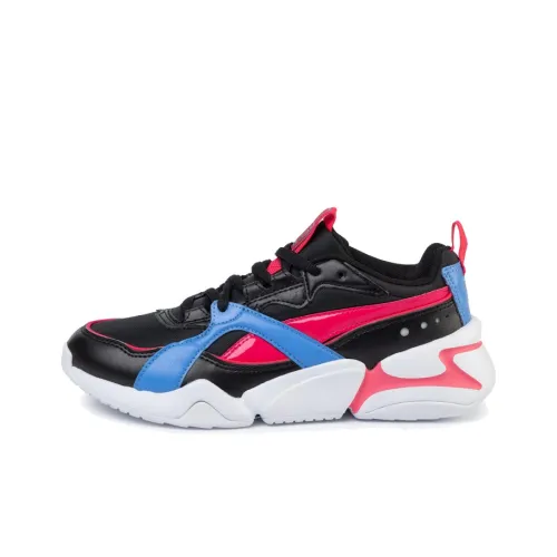 PUMA Nova Slip-Resistant Abrasion-Resistant Низкий Топ Беговые Кроссовки Женские Черный Розовый Синий