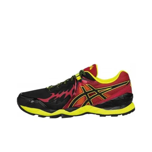 ASICS Gel Fuji ENDURANCE Износостойкий Дышащий Низкий Топ Беговые кроссовки Мужские Красный Черный Желтый