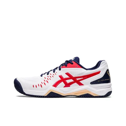 Asics Challenger 12 Clay Abrasion Resistant Низкий Топ Беговые кроссовки Мужские Белый Синий Красный