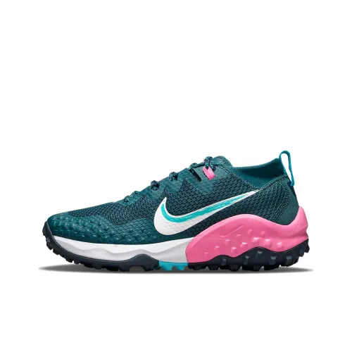 Nike Wildhorse 7 Амортизирующие шоки Противоскользящие и устойчивые к истиранию Низкий топ Беговые кроссовки Женские Зеленый розовый