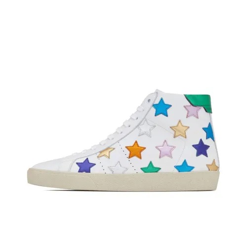 SAINT LAURENT SL 06 Металлик California Высокие Кроссовки для скейтбординга Мужские Белые Многоцветные