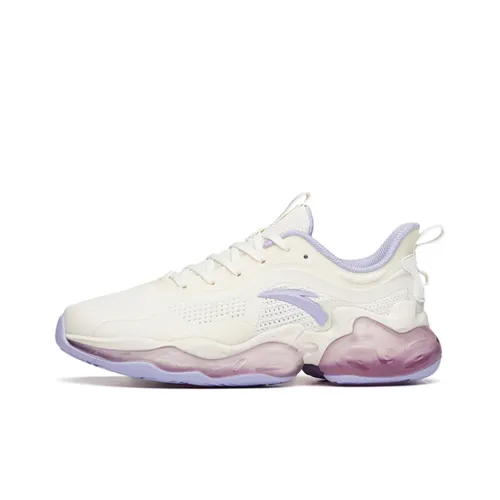 Anta Амортизация Противоскользящий Устойчивый к истиранию Дышащий Низкий Топ Беговые кроссовки Женские Белый Фиолетовый