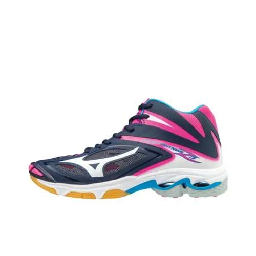 Mizuno Wave Lightning Z3 Slip-resistant Abrasion-resistant MID Топ Беговые кроссовки Унисекс Синий Розовый