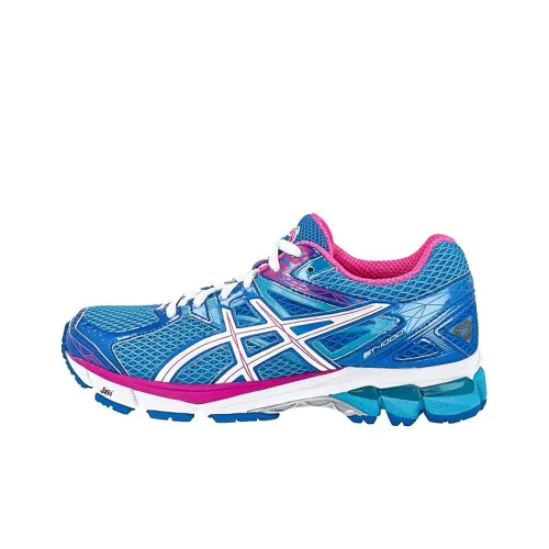 Asics GT 1000 3 Устойчивый к истиранию Дышащий Низкий Топ Беговые кроссовки Женские Синий Розовый