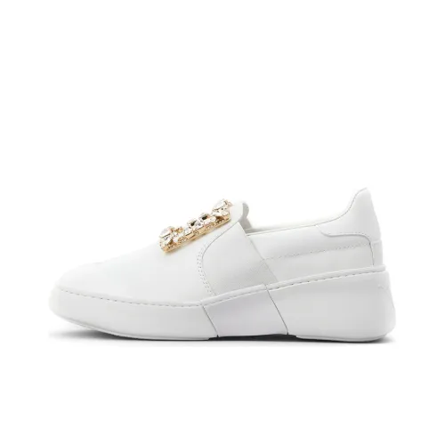 Roger Vivier VIV' Skate RV Broche Низкий Топ Стильные Скейтбординги Женские Белые