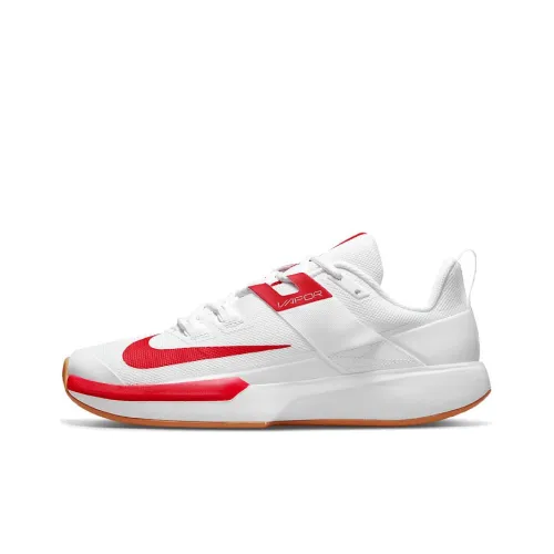nike Court Vapor Lite HC Амортизация Противоскользящие Устойчивые к истиранию Низкий топ Кроссовки для тенниса Мужские Белый Красный