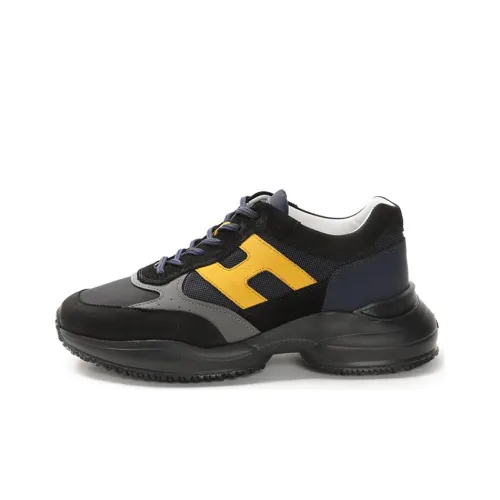 HOGAN Interaction Износостойкий Низкий Топ Повседневная Обувь Мужская Черный Серый Желтый