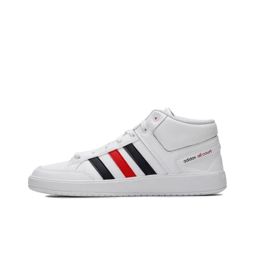 Adidas Cloudfoam All Court Slip-Resistant Abrasion-Resistant MID Топ Скейтборд Кроссовки Мужские Черный Белый Красный