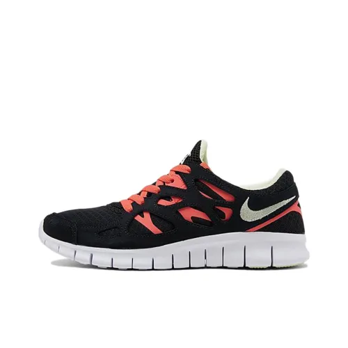 nike Free Run 2,0 Амортизаторы Slip-resistant Abrasion-resistant Дышащий Низкий Топ Беговые кроссовки Женские Черный Красный