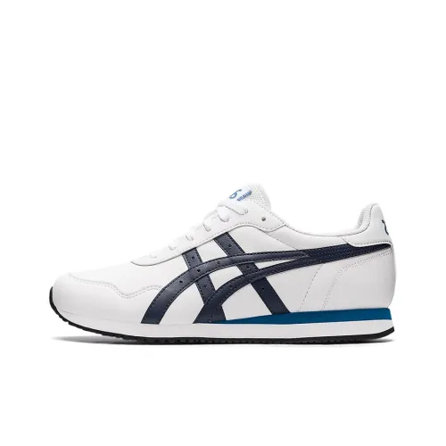 Asics Tiger Runner Износостойкие Низкие Беговые Кроссовки Унисекс Белые Синие