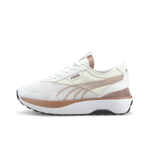 PUMA Cruise Rider Trainer Металл Легкий и Дышащий Низкий Топ Беговые Кроссовки Женские Белый Умбра