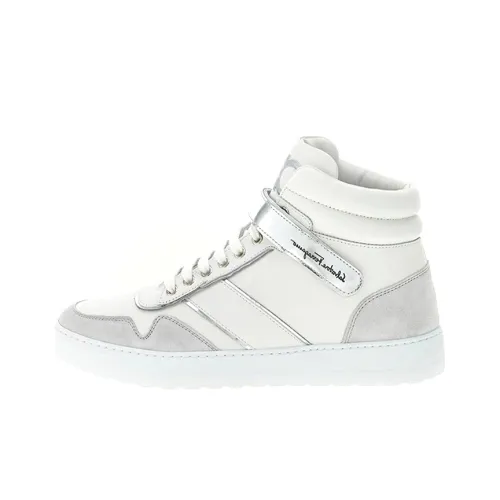Ferragamo Высокие Топы Стильные Скейтбординг Мужские Серебристо-Белые