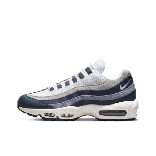 Nike Air Max 95 Low Топ Марафон Беговые кроссовки Мужской Белый синий серый 3M Светоотражающий